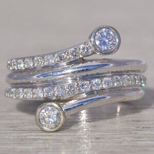 Natural Diamond Bypass Ring in White Gold